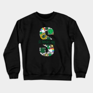 St. Patrick's Day Word Art Monogram in Green, Gold and White Crewneck Sweatshirt